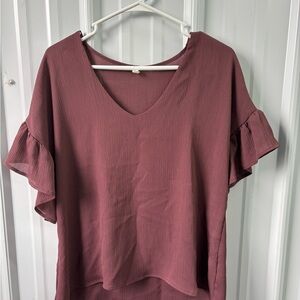 Tyche Pink and Purple Flutter Sleeve Blouse